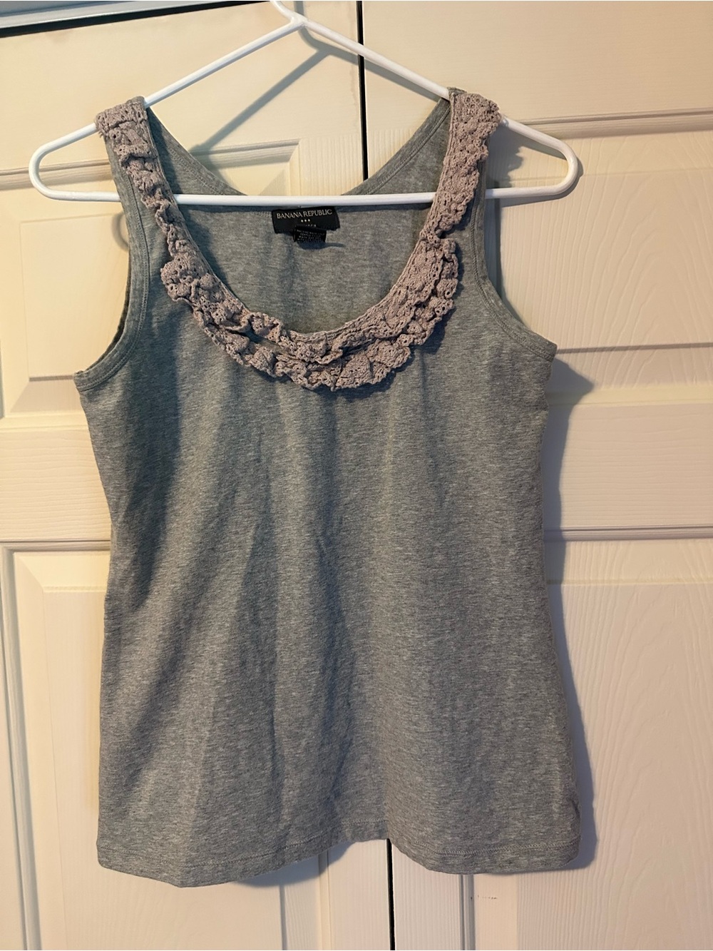 Banana Republic Gray Tank with Crochet Neckline